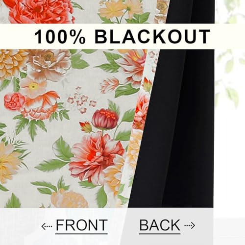Image of Cloth Fusion Printed 100% Blackout Door Curtains 9 Feet Long Set of 2, Room Darkening Parda with Stainless Steel Grommets for Home Decor (9x4.5 Feet, Lush Blooms)