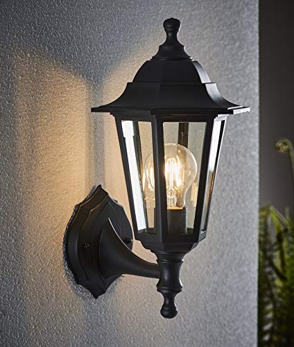 Outdoor Lighting Antique Style 1 Light 240 Volts Clear Shade Wall Mounting Lantern (Fixture Finish:Black, Fixture Material: Plastic)