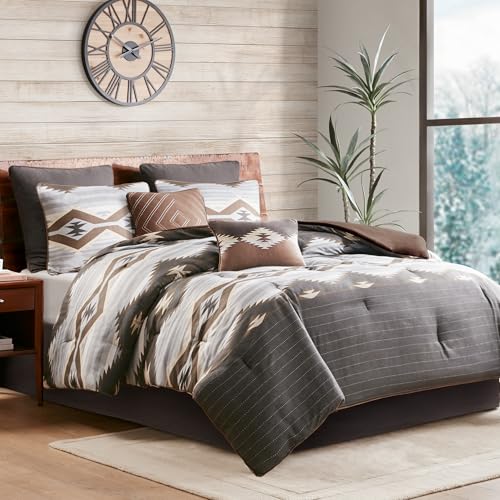 Woolrich Queen Comforter Set, Southwestern Aztec 8 Piece Bedding Set, Oversized All Season Down...