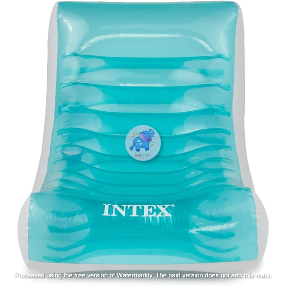 KidsZeeNie®Inflatable Floating Lounger with Headrest for Adult | Air Bed Blow Up Pool Party Rider for Water Games, Slides, Outdoor Summer Fun (Kids Age 6+) (Transperant Splash Launger) 2