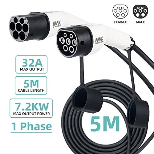 [Compatibile] Il cavo di ricarica è compatibile con punti di ricarica pubblici e domestici da 32A. Compatibile con veicoli elettrici di tipo 2 (IEC 62196-2) e auto ibride di tipo 2.