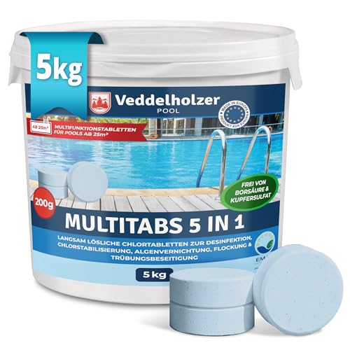 Veddelholzer 5 kg Multitabs 5 in 1 Chlortabletten für Pool als 200g...