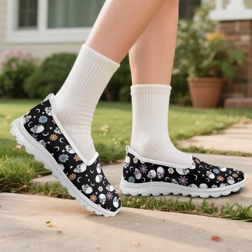 Women's Walking Flats Shoes -Fashion Print Lightweight Athletic Casual Gym Slip on Sneakers4