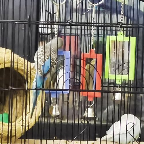 Mooff Pet Bird Mirror with Bell Interactive Parrot Toys for Budgies Parakeets Conures, Pet Supplies (1Pc Random Color) - Image 5