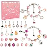 OuMuaMua 24 Days Christmas Advent Calendar 2025, Charm Bracelet Making Kit, Pink Charm Beads, Countdown Calendar DIY Jewelry Making Kit for Adults Women Teens Girls Kids Xmas Holiday Birthday Gifts