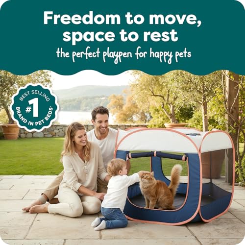 Image of FurHaven Soft-Sided Dog & Cat Playpen, Portable Foldable Indoor & Outdoor Pet Playpen with Mesh Windows & Zippered Door, Navy, Extra Large