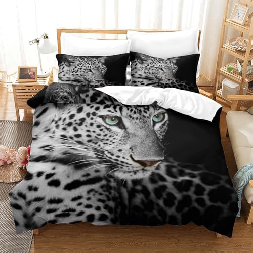 Parure de lit léopard 140x200 avec housse de couette single en microfibre - 3
