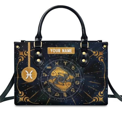 Handbags for Women - Personalized Leather Purse with Name - Tote Bags for Mom Grandma - Zodiac Gifts Ideas for Her