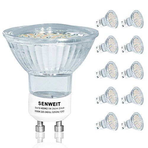 TOP-MAX 5 W LED SMD día bombillas blancas 48SMD de alta potencia ultra brillante lámpara ahorro de energía, blanco, GU10, 5 wattsW