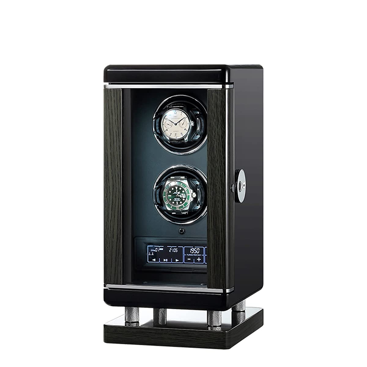 QUSYZD Watch Winder Box,2/4/6/8/12 Watch Winder with LED Backlight and LCD Touchscreen Control,AdjustableWatch Pillows,Quiet Motor, Remote Control,2+0