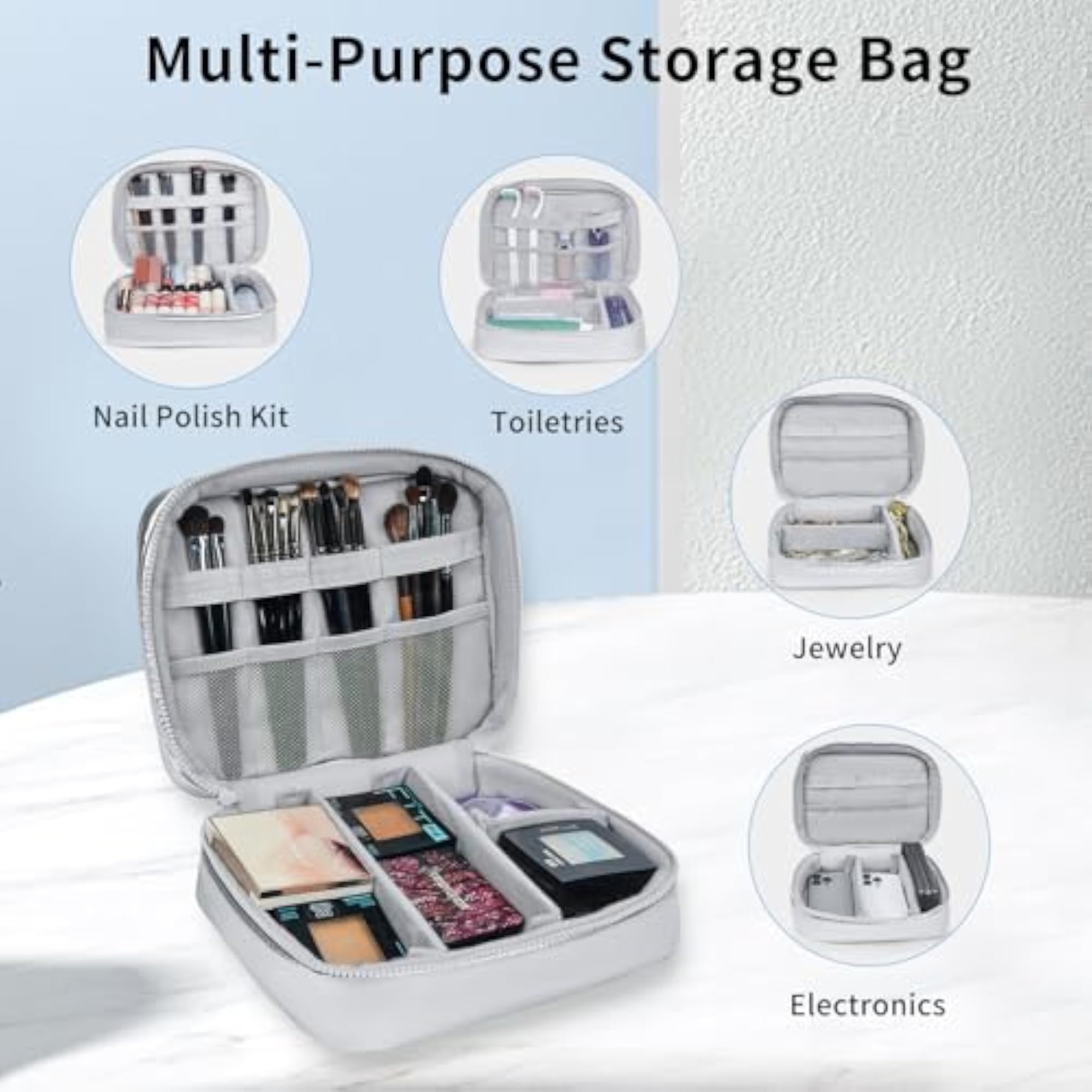 Makeup Bag Waterproof Storage Bag Shiny Puffy Travel Organizer