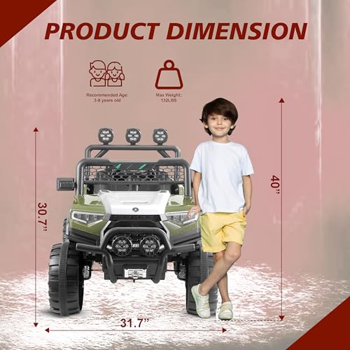 Image of Norman Jr Battery Operated 4x4 ATV Runs on Garden & Sand Surface | Jeep Toy with Remote+Steering+RGB Light+Mp3 USB Music | Rechargeable Car for Kids to Drive 3 to 12 Years | XLarge Size (Apple Green)