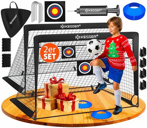 KESSER® Fussballtor 2er Set | Tolles Fußball Geschenk für Kinder, Indoor...