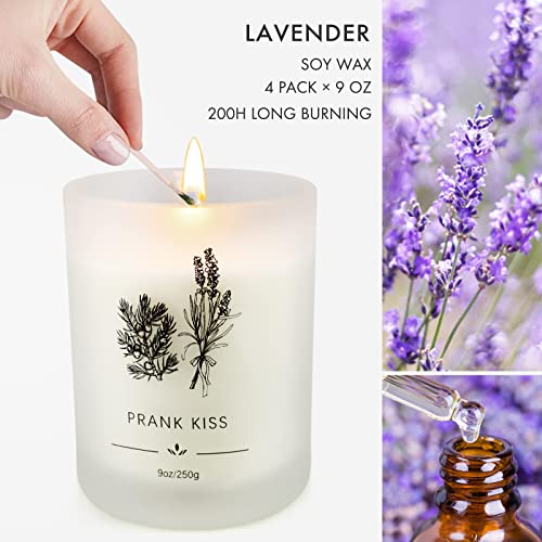 4 Pack Lavender Candles For Home Scented, Candles Gifts Set For Women, Soy Wax 200 Hour Long Lasting Jar Candles Gift For Birthday Mom Christmas Thanksgiving Day Present #TOP1