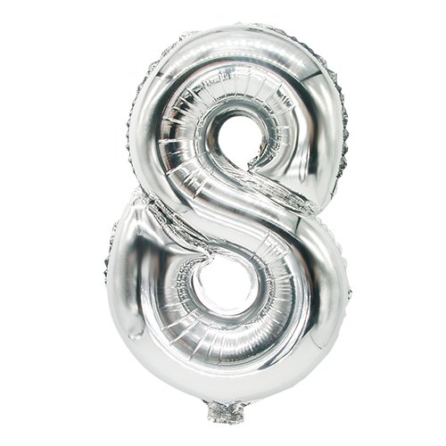 PAPSTAR 24 Folienluftballon 35 cm x 20 cm Silber 8" 86838 Zahlenluftballons Hochzeit Jubiläum Geburtstag Party Feier