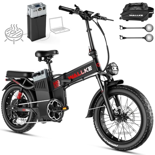 Image of Wallke H9 Ultra Long Range Electric Bike for Adults 55Ah 2640Wh 180 Mile, 37MPH Fast Ebike 4000W, 2-in-1 Battery AC /DC Power Hub & AC /Solar-Charging, Torque Sensor, Air Suspension,20 inch Fat Tire E Bike