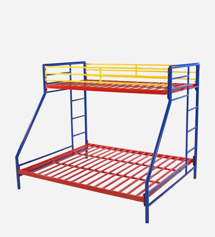 Image of Twin Over Twin Metal Bunk Bed | Bunk Bed Without Storage for Kids & Adult | Double Decker Cot for Kids Room | Space-Saving | Metal Bunker Cot (Mattress Included) (Pink)