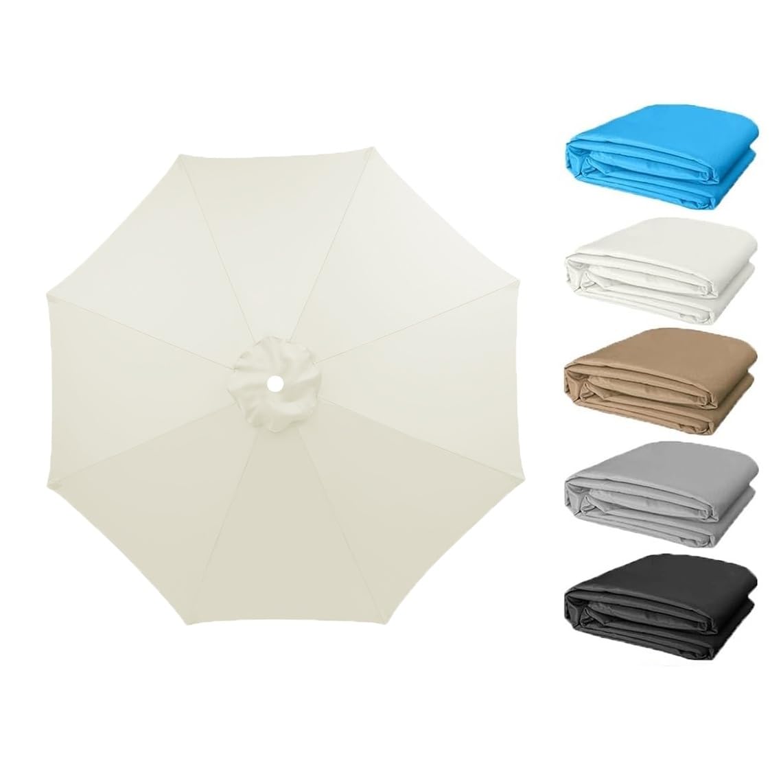 Telo di ricambio per ombrellone da giardino da 6,5 piedi, telo di ricambio per ombrellone a 6 stecche e 8 stecche, telo di ricambio per ombrelloni resistente all'acqua (beige, 300 cm/3 m, 8 stecche)