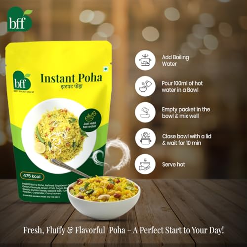 Image of Instant Poha Pack of 2 (90g Each) | Ready-to-Eat Indian Breakfast Mix | Just Add Hot Water | Portable Pack for Travel, Office, or Home | Simple & Easy Meal Solution