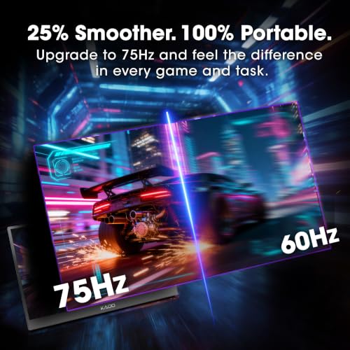 Image of Kado 15.6 inch 1080p 75Hz Portable Monitor for Laptop, 100% sRGB Second Display | FHD 45W Reverse Charge HDMI USB-C IPS Laptop Screen Extender, 180 Kickstand for PC, Mac, Dex, Tablet, Xbox, PS4 /PS5, Switch