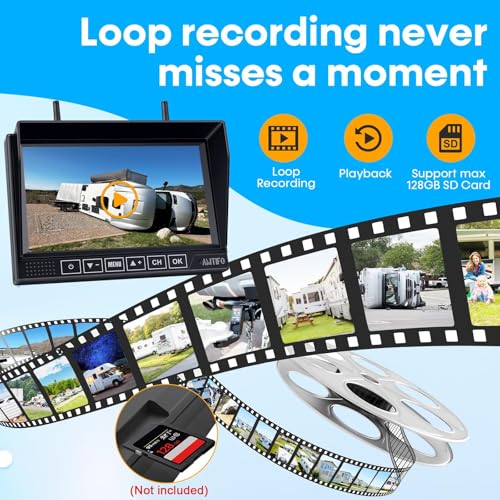 Image of AMTIFO Wireless RV Backup Camera: 1080P HD Rear View Camera with 7″ DVR Split-Screen Monitor,170 Wide-Angle Lens, IR Night Vision, Waterproof IP69, Plug & Play for Furrion Pre-Wired RVs