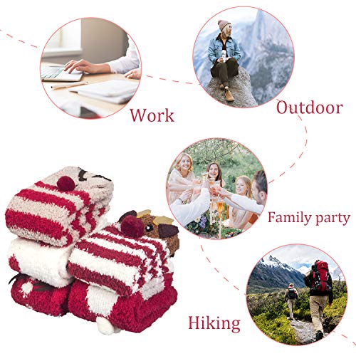 Loritta 5 Pairs Womens Fuzzy Socks Winter Warm Cozy Fluffy Super Soft Slipper Socks3