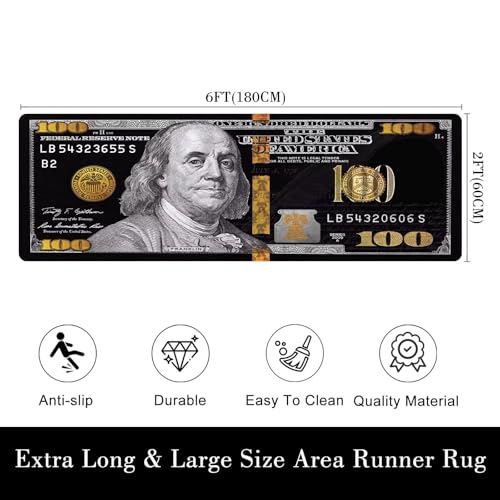 Tapete corredor decorativo 60x180 cm microfibra negro miniatura 2
