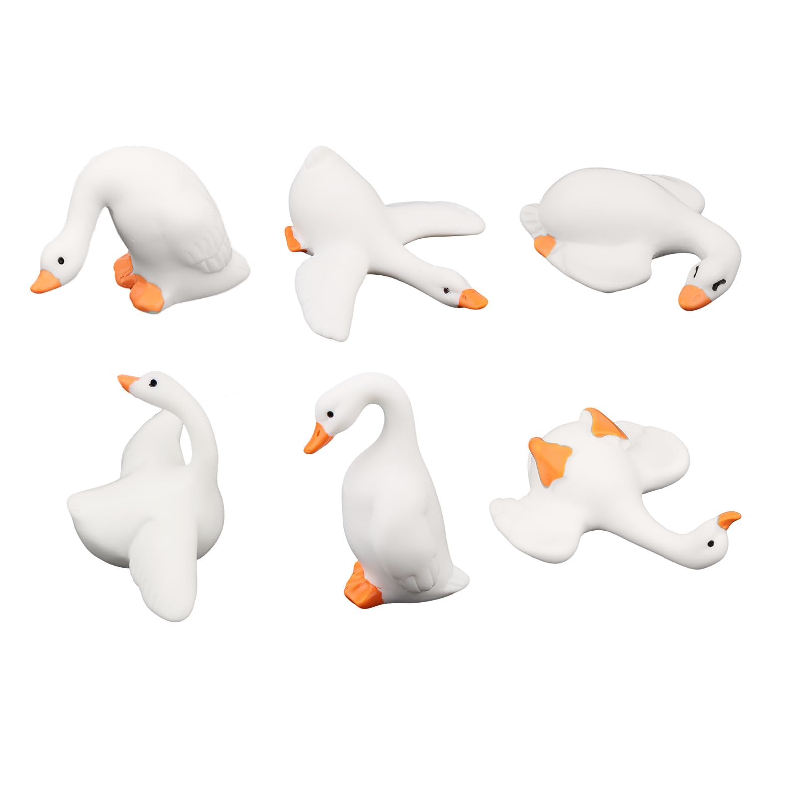 Tinoaly 6pcs Mini Goose Figurines, Tiny Miniature Resin Silly Goose Statue Small Cute Decorations Office Desk Decor for Car Interior Rearview Mirror
