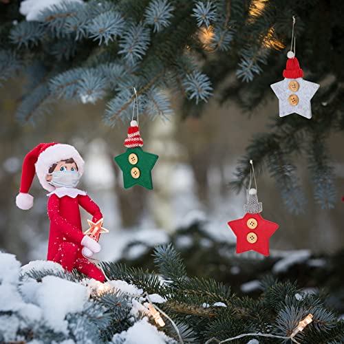 24 Pieces Felt Star Hanging Ornaments With Knitted Hat Star Christmas Tree Decorations Wool Felt Star Handmade Pendant Crafts For Xmas Tree Christmas Holiday Party Fireplace Dining Table Decor #TOP5