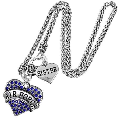 Cardinali Jewelry Air Force Sister Heart Necklace, Hypoallergenic, Will NOT Irritate Anyone with Sensitive Skin. Safe- Nickel, Lead and Cadmium Free2
