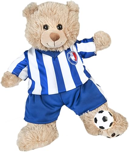 Uniforme de fútbol de animales de peluche con pelota de fútbol para tu amigo de peluche, se adapta a la mayoría de juguetes suaves de peluche de 14
