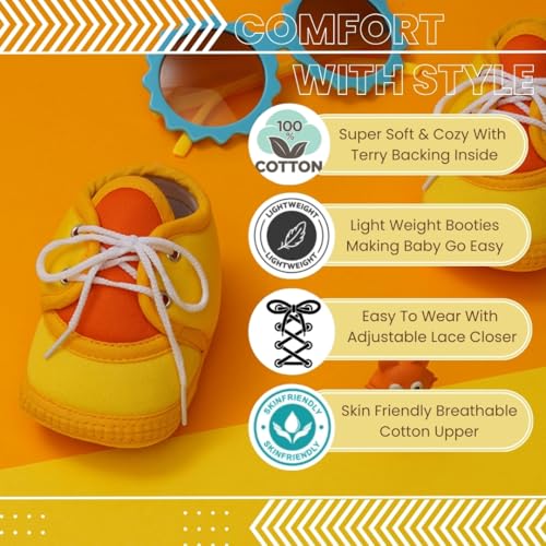 Image of Neska Moda 6 To 12 Months Baby Boys & Baby Girls Cute Soft Cotton Pre-Walker Lace Booties-BT4713