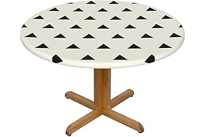 Round Fitted Tablecloth for 4 Chairs - Waterproof, Modern Triangle Design