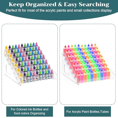Image of 2 Pack Clear Acrylic Paints Organizer (7 Tier), Paints Bottle Organizer, Acrylic Paint Storage Organizers, Craft Paint Organizers Rack for Alcohol Inks and Food Coloring