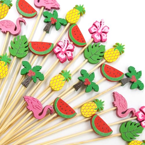 Summer Cocktail Picks Tropical Pool Party Supplies 120PCS Decorat...