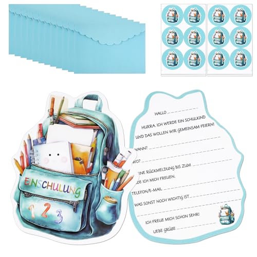 Maxmoc Einschulung Einladungskarten Mädchen Junge,12 Stück Einladungskarten Einschulung mit Briefumschläge, Aufkleber,Einladung für Schuleingangsfeiern Kinder, Aufnahmefeiern (Blau) Maxmoc Einschulung Einladungskarten Mädchen Junge,12 Stück Einladungskarten Einschulung mit Briefumschläge, Aufkleber,Einladung für Schuleingangsfeiern Kinder, Aufnahmefeiern (Blau)