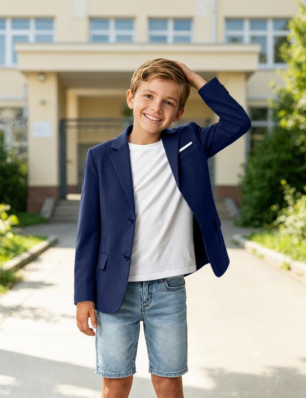 Image of Visaccy Boys Suit Jacket Toddler Formal Blazer Slim Fit Sport Coat for Kids