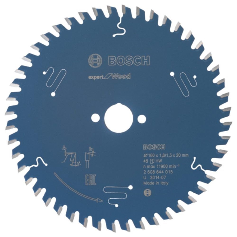 Bosch 2608644015 EXWOH 48 Tooth Top Precision Circular Saw Blade, 0 V, Blue