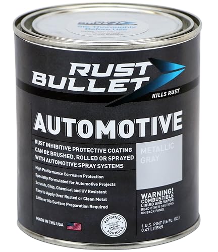 RUST BULLET Automotive - Metallic Gray - 1 Pint - Rust Inhibitor & Protective Coating for Cars, Trucks, & Metal Surfaces, UV Resistant, No Topcoat Needed
