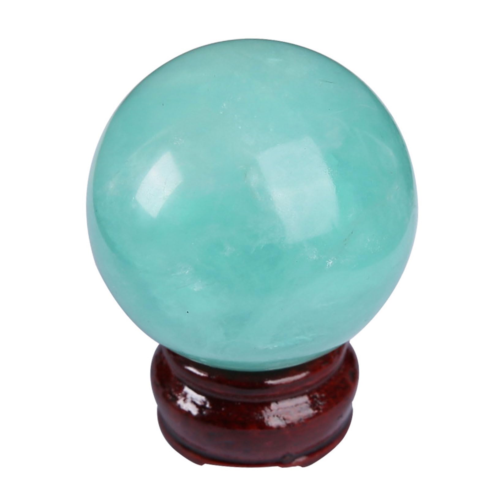 DQFOCPHHAA Lake Green Quartz Crystal Sphere Balls with Wood Stand Gemstone Decorative Orbs Crystal Ball for Decoration Fengshui,8~9cm