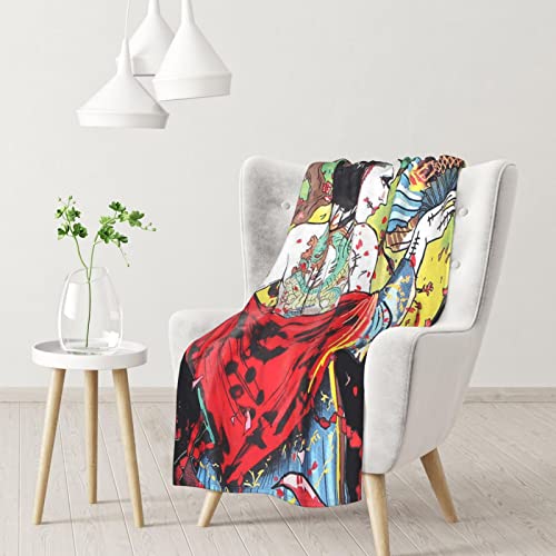 FUCVNPZ Manta de franela, manta de geisha japonesa, manta de forro polar súper esponjosa para cama y sofás Cover