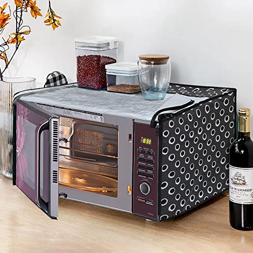 Glassiano Black Polka dot Printed Microwave Oven Cover for IFB 30 Litre Convection Microwave Oven 30SC4 Metallic Silver