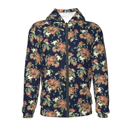 Watercolor Rose Kid Hoodies Boys Zip Up Sweatshirts Girls Pullover with Pocket2