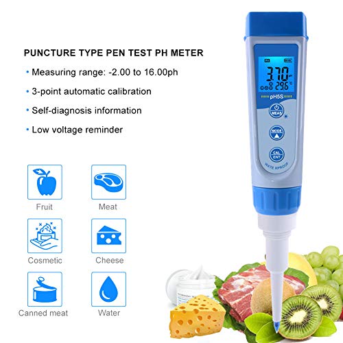 HUBi Digital Ph Meter, Ph Meter Puncture Pen Type PH Meter Function Type Pen Ph Ph Test Pen, Used To Measure Meat Fruit Ph