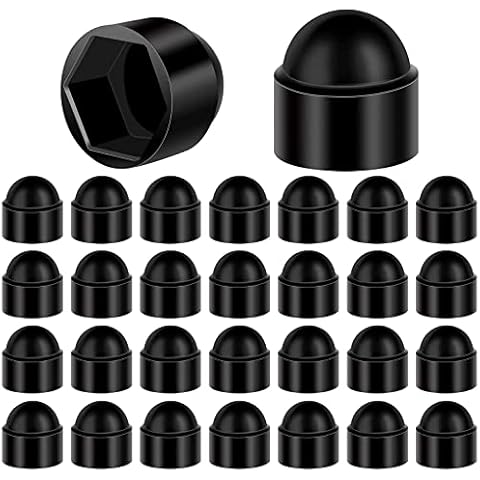 Drado Black Plastic Hex Nuts and Bolt Dome Cap Protective Cover M10 (17m Spanner) Bolt Nut Protection Caps Cover - Pack of 30 Cover