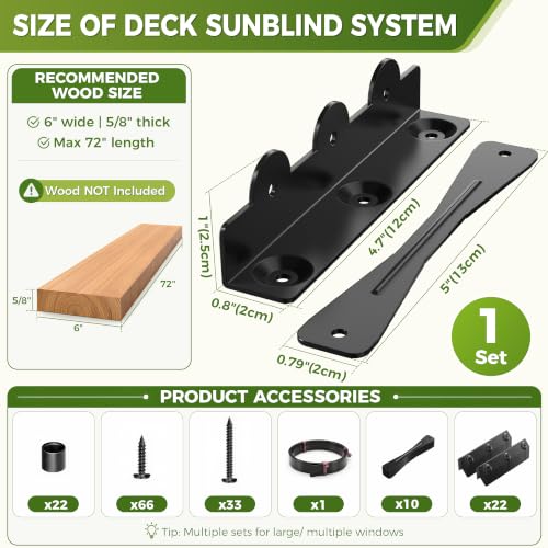 Image of 1 Set Deck Sunblind System, Louver Bracket Kit, Window Shutter Hardware
