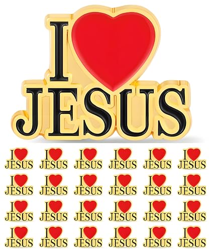 12/25/50/100 pieces Metal enamel Red heart I love Jesus Christian religion Lapel pin Bible Verses Brooch pins Badge bulk (12)