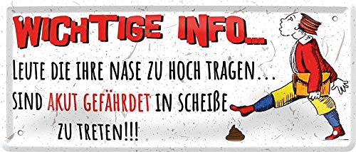 Las Personas Que Llevan su Nariz Demasiado Alto. Cartel Decorativo de Chapa con Texto en alemán, 28 x 12 cm, 987