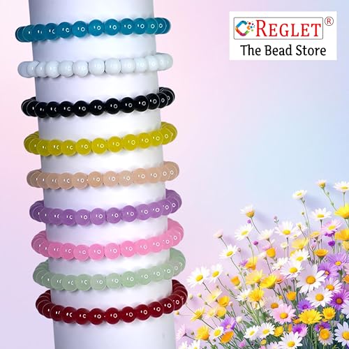 Image of 250 Pcs Jelly Glass Beads for Jewellery Making Kit - Glass Beads for Bracelet Making Kit - Bead Craft - 8mm