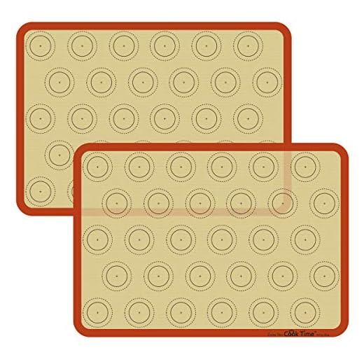 Macaron Silicone Baking Mat - Set of 2 Non Stick Silicon Macaroon Baking Sheet Cookie Liner(BPA Free/Reusable/Half Sheet),Perfect Cooking Kit for Macarons,Pastry,Cake and Bread Making (Red)